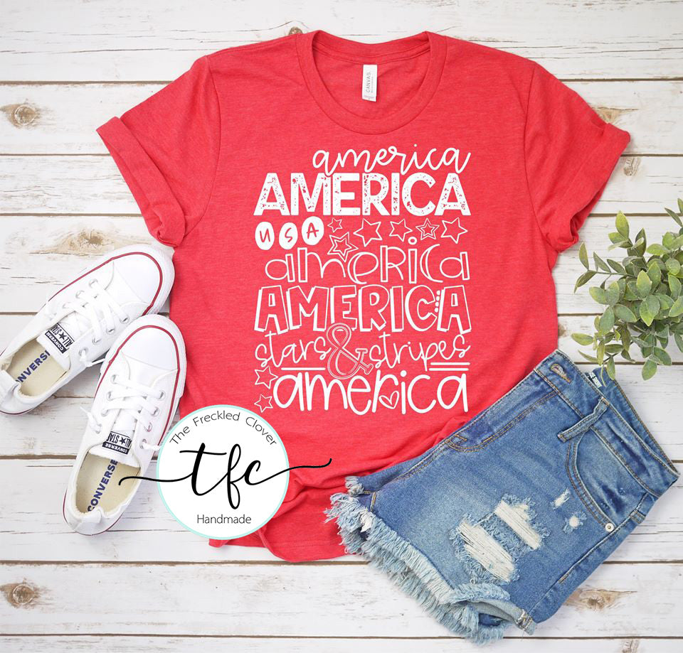 {All American} screen print tee