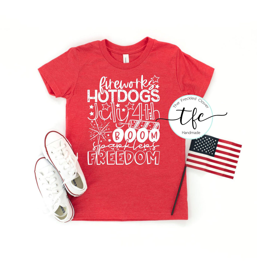 {July 4th Word Art} Youth Tee