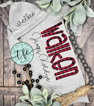 Load image into Gallery viewer, {Buffalo Plaid + Gray} baby name gown and hat