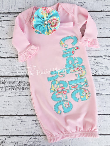 {Applique Name Baby Gown}