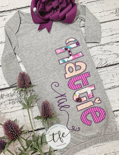 {Plum Name Gown} baby gown