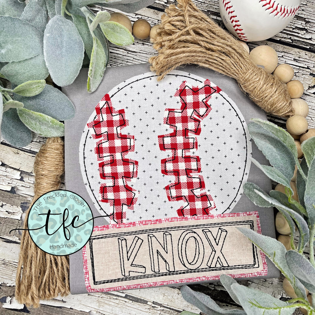 {Simple Baseball} applique tee