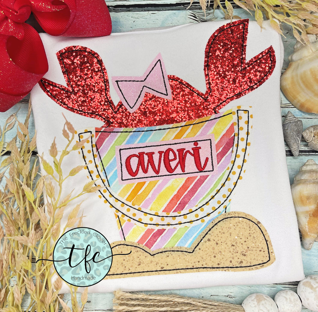 {Girl Crab + Bucket} applique tee