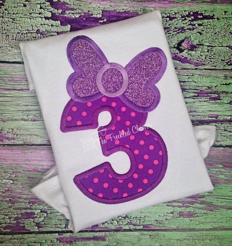 {Birthday Bow Numbers} applique tee