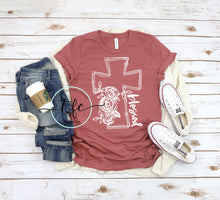Load image into Gallery viewer, {Blessed} Cross+Flowers screen print tee