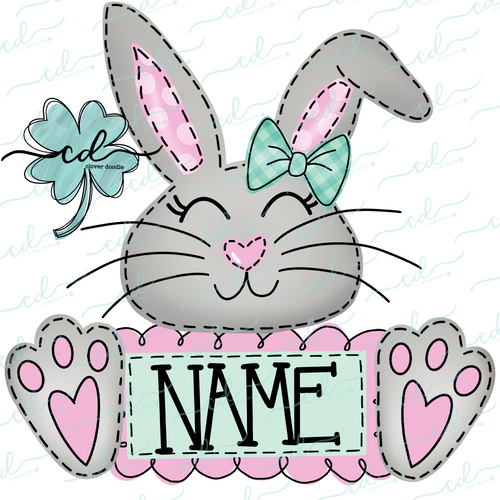 {Girly Easter Bunny w/Nameplate} SUBLIMATION Tee