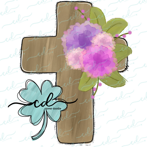 {Watercolor Floral Cross} SUBLIMATION Tee