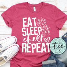 Load image into Gallery viewer, {Eat. Sleep. Cheer. Repeat} screen print tee