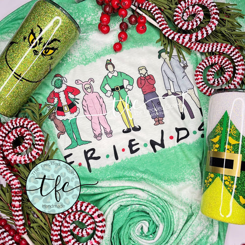 {Christmas Friends} distressed tee