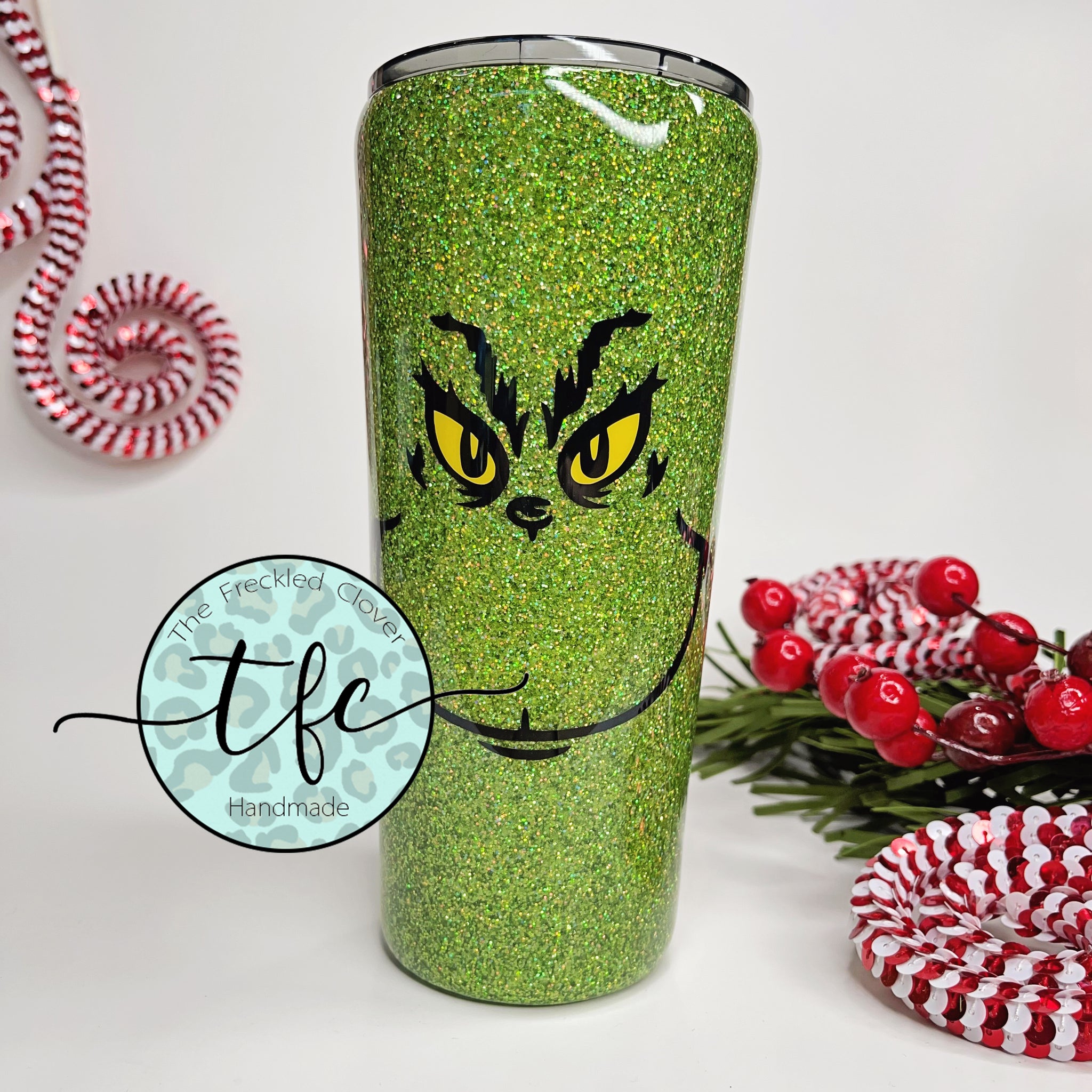 Christmas Grinch Insulated 20oz Skinny Travel Tumbler