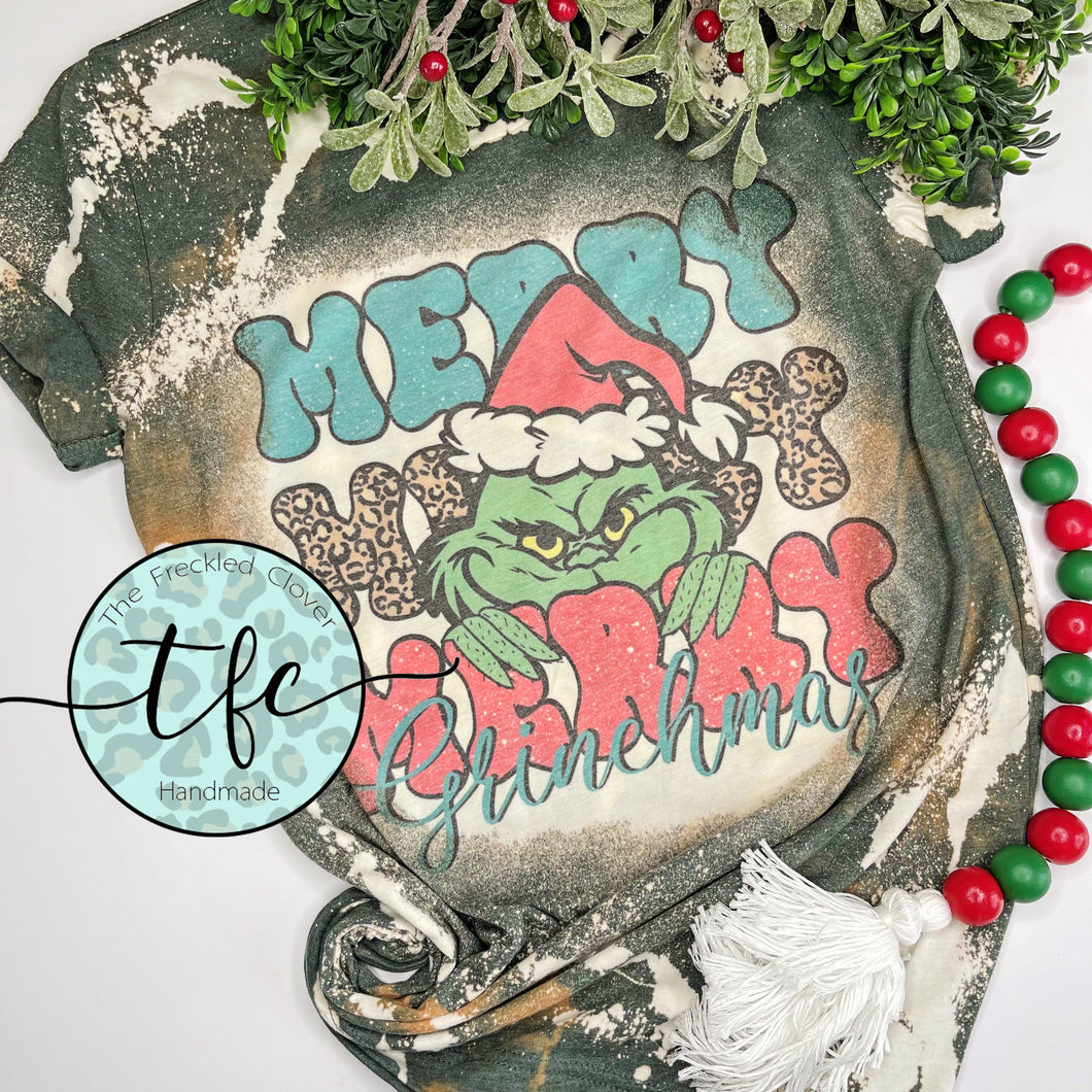 {Merry Grinchmas} distressed tee