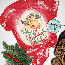 Load image into Gallery viewer, {Leopard Santa, Y&#39;all} distressed tee