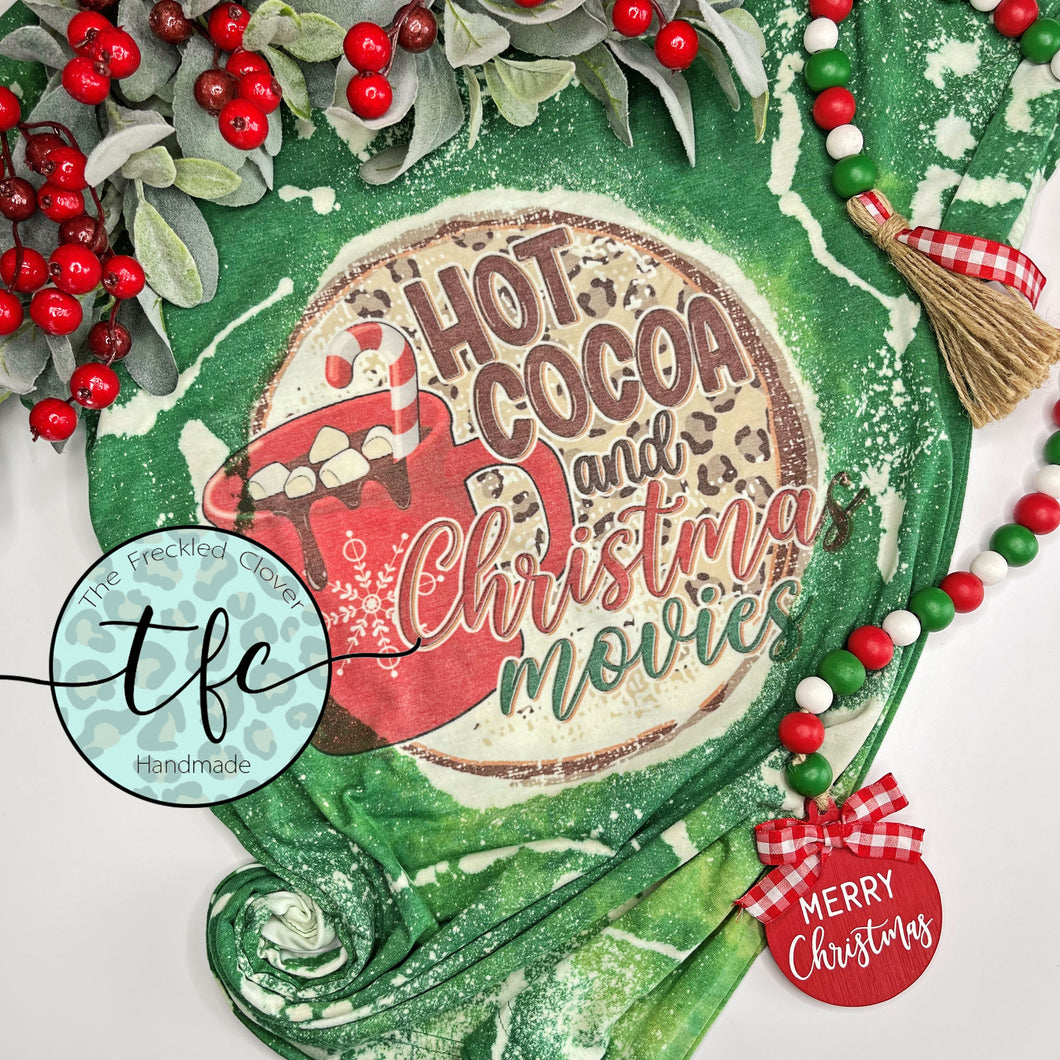 {Hot Cocoa + Christmas Movies} distressed tee