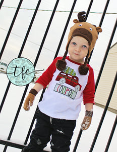 {Vintage Christmas Station Wagon} applique tee