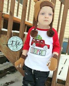 {Vintage Christmas Station Wagon} applique tee