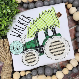 {Christmas Tractor} applique design girls+boys options