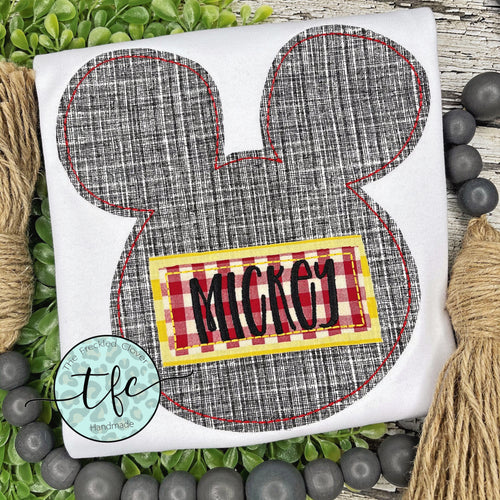 {Simple Mickey Mouse} applique tee