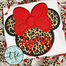 Load image into Gallery viewer, {Leopard Minnie Mouse} applique tee w/color options