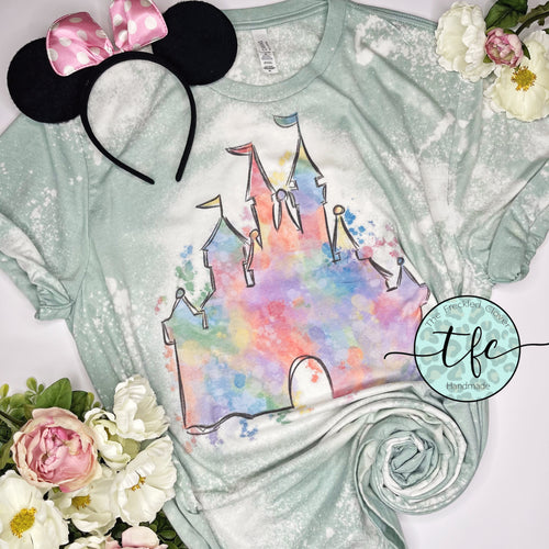 {Watercolor Magic Castle} distressed adult tee