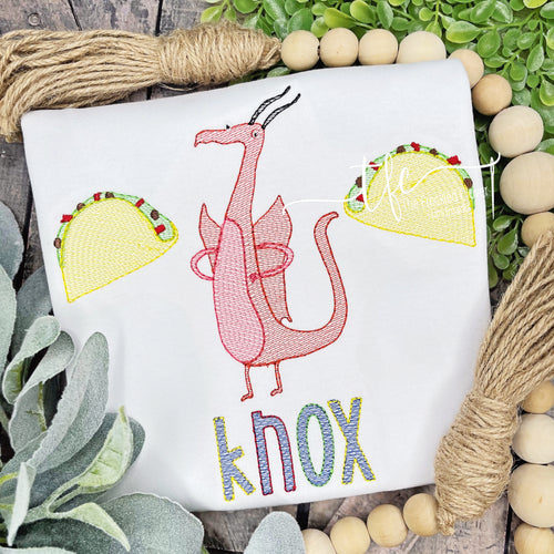 {Dragons Love Tacos} Sketch Trio embroidery tee