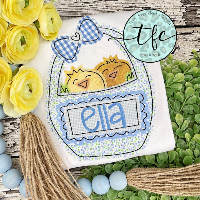 {Easter Basket w/Chicks} Girl's applique tee