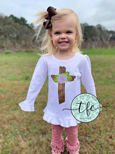 {The Old Rugged Cross} applique tee