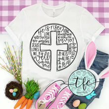 Load image into Gallery viewer, {He Is Risen} cross word art screen print tee