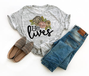 {He Lives} Floral Wreath