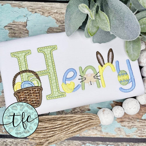 {Boy Spring/Easter Embroidery Name Tee}
