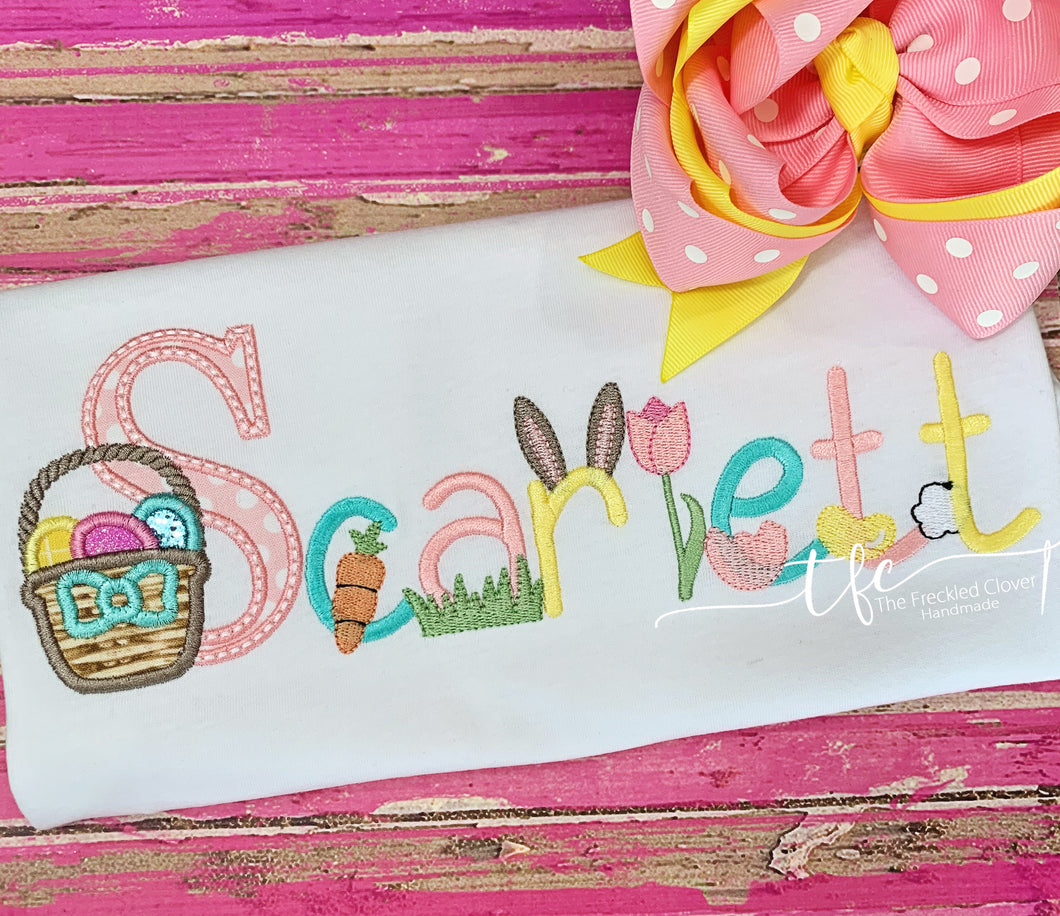 {Girl Spring/Easter Embroidery Name Tee}