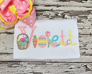 {Girl Spring/Easter Embroidery Name Tee}