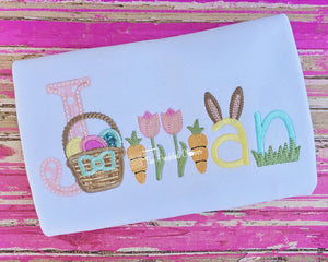 {Girl Spring/Easter Embroidery Name Tee}