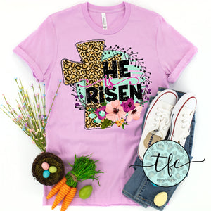 {Leopard Cross- Risen} screen print tee