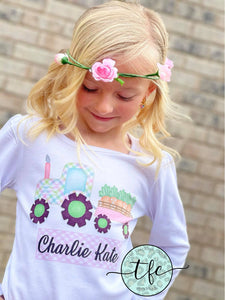 {Easter Tractor} Girl sublimation tee