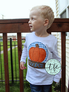 {Pumpkin- Circle Patch} boy's applique tee