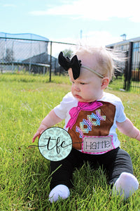 {Football w/Bow + Name Plate} applique tee