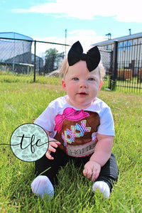 {Football w/Bow + Name Plate} applique tee