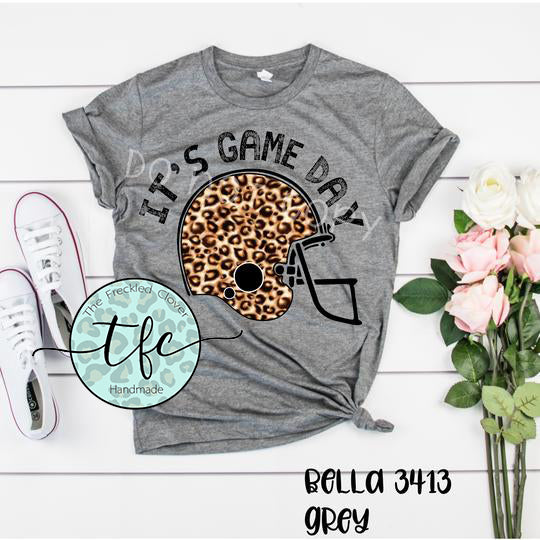 {Game Day- Leopard Helmet} screen print tee