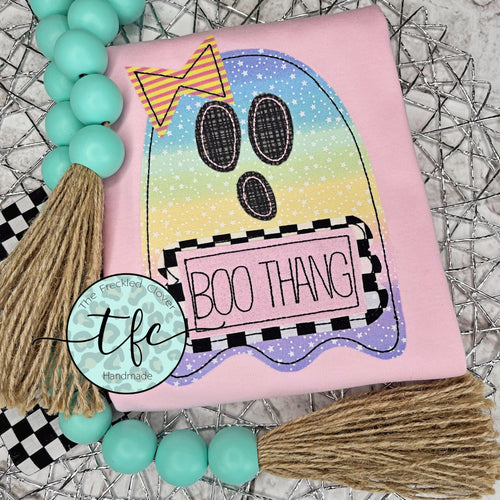 {Boo Thang- Girly Ghost} applique tee
