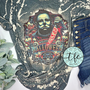 {Welcome To Halloween- Michael Myers} distressed tee