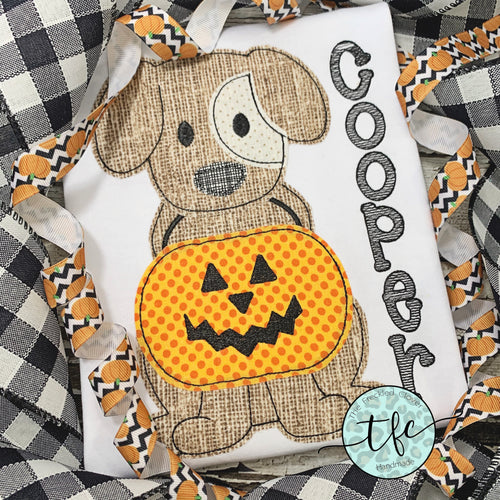 {Halloween Pup} applique tee