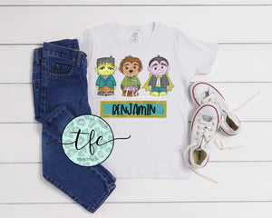 {Boy's Halloween Character Trio} sublimation tee