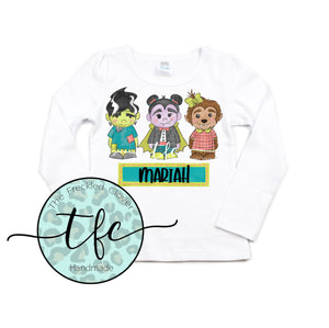 {Girl's Halloween Character Trio} sublimation tee