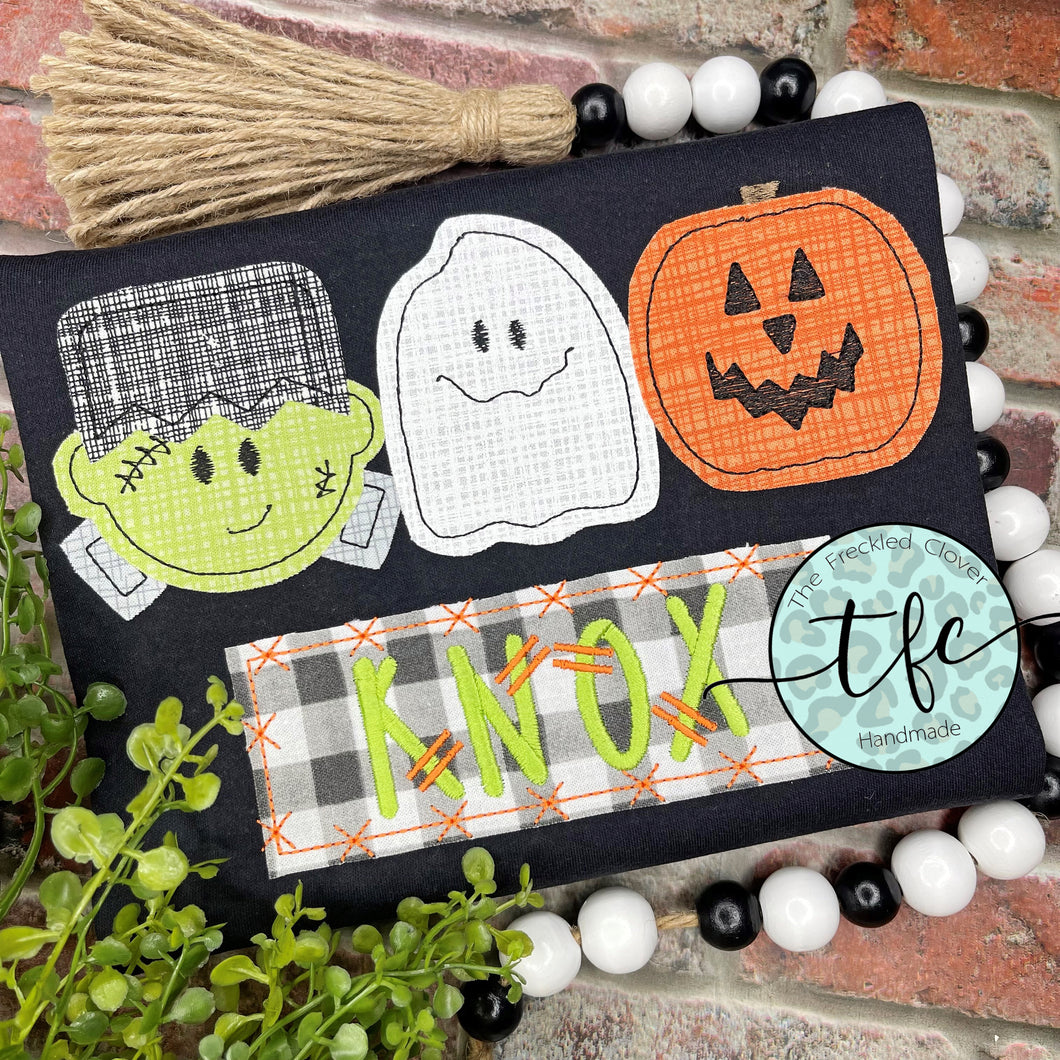 {Trick-or-Treat Trio}  applique tee