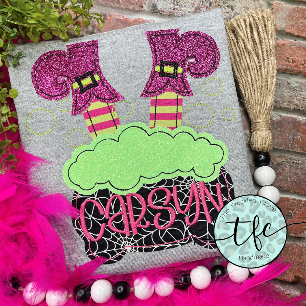 {Witch + Cauldron} applique tee