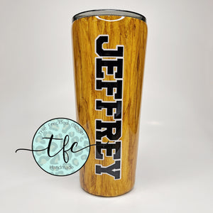 {American Flag Wood Grain} Tumbler