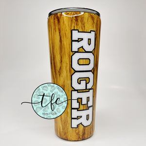 {American Flag Wood Grain} Tumbler