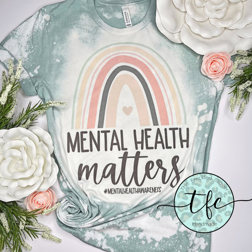 {Mental Health Matters} distressed rainbow tee