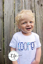 Load image into Gallery viewer, {Skinny Applique Name Tee} blue+gray