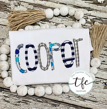 Load image into Gallery viewer, {Skinny Applique Name Tee} blue+gray